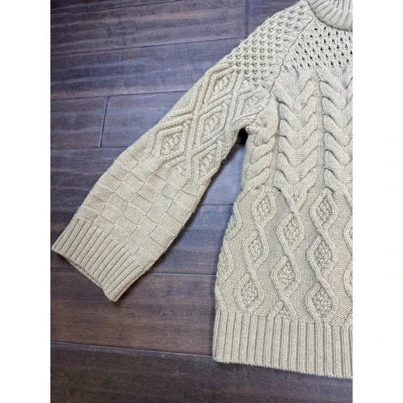 Ami Amalia‎ Cable Knit Sweater Italian Merino WoolBrownWomens Size Medium